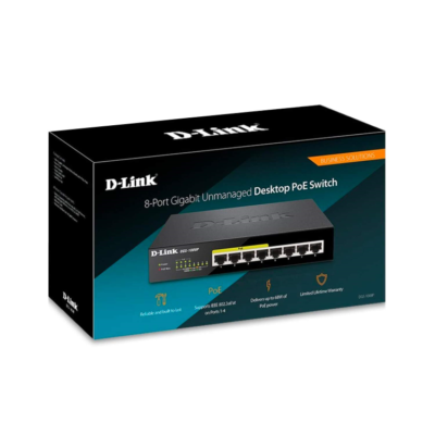 D-Link PoE Switch, 8 Port Ethernet Gigabit Unmanaged Desktop Switch with 4 PoE Ports 68W Budget (DGS-1008P),Black