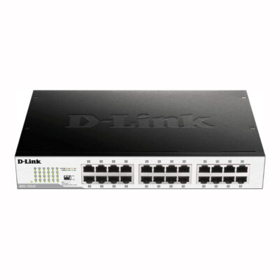 D-Link Ethernet Switch, 24 Port Gigabit Unmanaged Fanless Network Hub Desktop or Rack Mountable (DGS-1024D), Black