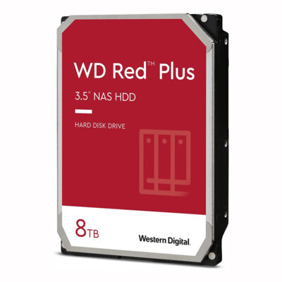 Western Digital 8TB WD Red Plus NAS Internal Hard Drive HDD – 5640 RPM, SATA 6 Gb/s, CMR, 128 MB Cache, 3.5″ – WD80EFZZ