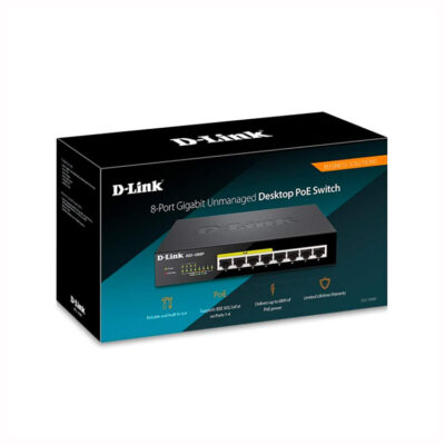 D-Link PoE Switch, 8 Port Ethernet Gigabit Unmanaged Desktop Switch with 4 PoE Ports 68W DGS-1008P, Black