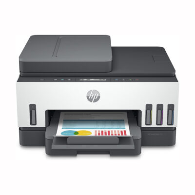 HP Smart Tank 750 All-in-One Printer Wireless, Print, Scan, Copy, Auto Duplex Printing, Auto Document Feeder, Print up to 18000 black or 8000 color pages, White/Grey  [6UU47A]