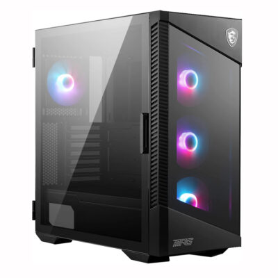 MSI MPG Velox 100R – Mid-Tower Gaming PC Case: Tempered Glass Side Panel, 4 x 120mm ARGB Fans, Liquid Cooling Support up to 360mm Radiator, Mesh Panel for Optimized Airflow